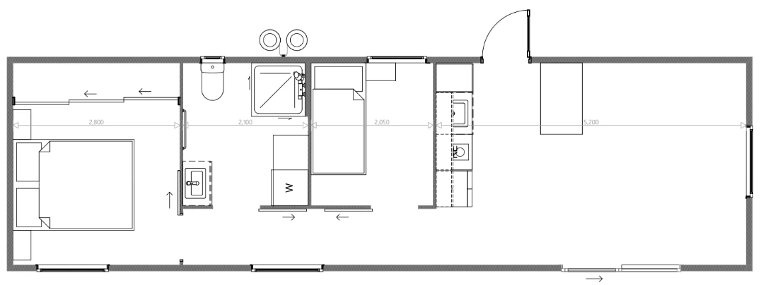 The 45 2 Bedroom floor plan
